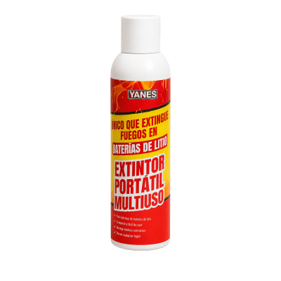Extintor Portátil en Aerosol / Agente Encapsulador Micelar / 250 ml / NFPA 18A / Fuegos Clase A, K y Li / Baterías de Ion-Litio / Biodegradable / 35 seg de Descarga / Industria Argentina