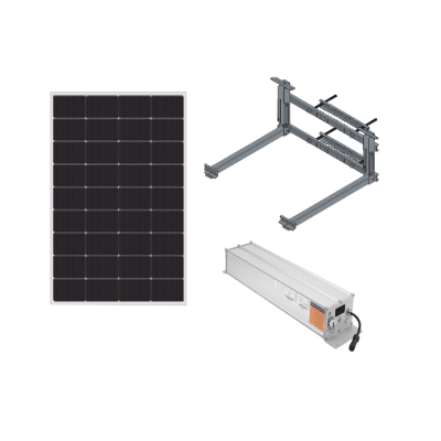 Kit  Solar para alimentar hasta 30W, Salida 12/24 Vcc,  Para alimentar camaras PTZ y Enlaces Punto a Punto, Panel Solar 180W, Bateria Litio 1280 Wh - Toer
