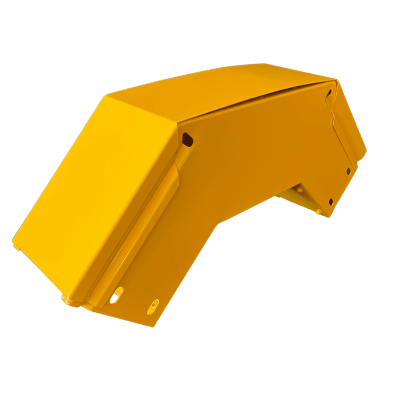 CHFIBER CURVA VERTICAL EXTERIOR A 90°  DE ALUMINIO PERALTE 4" ANCHO 4" RADIO 8" CON RECUBRIMIENTO EN PINTURA EPÓXICA, INCLUYE TAPA , UN PAR DE COPLES Y TORNILLERÍA.