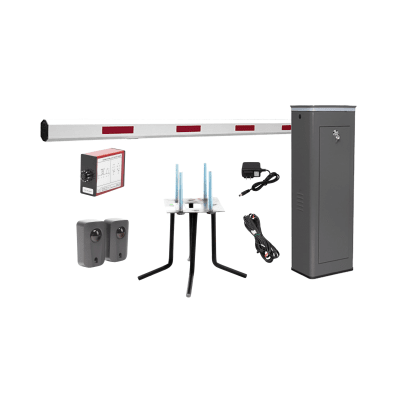 Kit COMPLETO Barrera Izquierda XBF Con Corona LED / Brazo de 3M / Incluye Sensor de Masa, Transformador, Lazo Magnético, Ancla, Fotoceldas y 2 Controles Inalámbricos - Toer