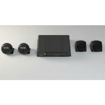 Kit DVR Móvil / 2 Cámaras Interior + 2 Cámaras Exterior / (1080p) / 4 Canales TURBOHD / Tecnología IA Integrada / Soporta 4G / GPS / Sensor G / Soporta 2 Memorias SD (512 GB total) - Toer