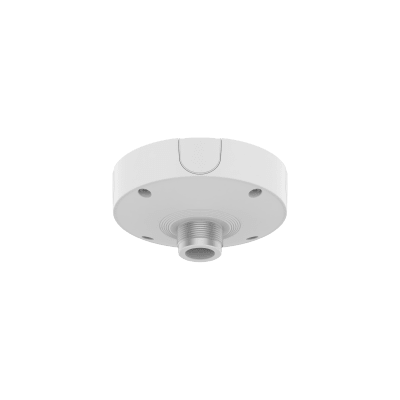 Base de Montaje para Techo SBP-180CMB / Aluminio / Color Blanco RAL9003 / Diámetro 180 mm / Peso 970 g / Tornillo TR30 / Orificio Conduit 19.1 mm / Compatible con Múltiples Modelos Hanwha - Toer