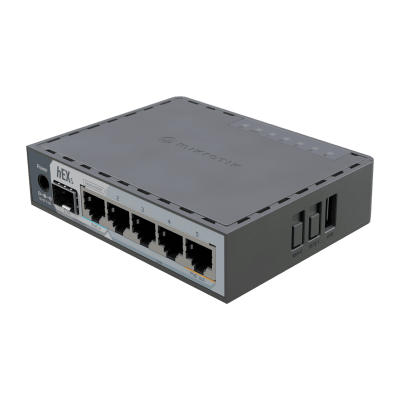 Router hEX S / 5 Puertos Gigabit Ethernet / 1 Puerto SFP 2.5G / Dual-Core ARM / 512 MB RAM / RouterOS V7 / PoE-In y PoE-Out / Montaje en Pared - Toer