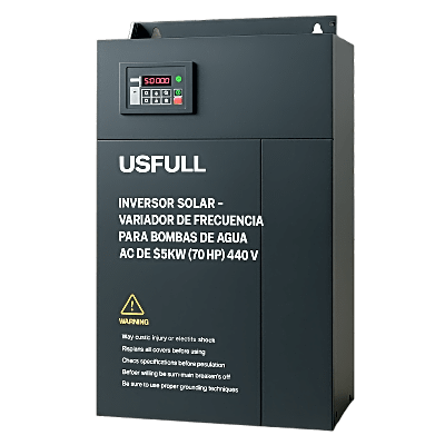 Inversor Solar - Variador de Frecuencia para Bombas de Agua AC de 55KW (70 HP)   440V: Potencia y Eficiencia para Aplicaciones Exigentes