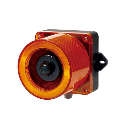 Combinacion de baliza LED color Ámbar y sirena electrónica de 31 tonos resistente a la intemperie de volumen máx. 123 dB a 12-24 VCD