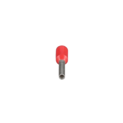 Ferrule Aislado PAN-TERM para Cable 8 AWG, Largo 12mm, DIN Color Rojo. Paquete 100 Piezas
