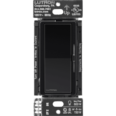 (Caseta Wireless) Atenuador de pared. Aumenta/Disminuye Intensidad de Iluminación.  No requiere cable neutro. 150W LED / 600W INC/HAL