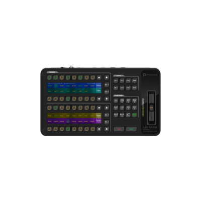Controlador de Eventos Compacto U5 / Pantalla Táctil Principal 21.5" / Pantalla Inteligente 8" / 87 Botones LCD Programables / 4 Encoders y 8 Faders / Control MIDI y KVM / Diseño Plegable / Software PixelFlow / HDMI 2.0 / 12G-SDI /