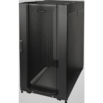 Gabinete Rack 24U / Montaje en Pared o Piso / Carga Estática 1,365 kg / Puerta Perforada Hexagonal / Rieles Ajustables / Negro