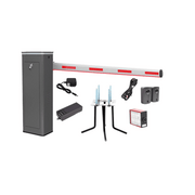 Kit COMPLETO Barrera Derecha XBS Con Corona LED / Brazo Iluminado de 5M / Incluye Sensor de Masa, Transformador, Lazo Magnético, Ancla, Fotoceldas y 2 Controles Inalámbricos - Toer