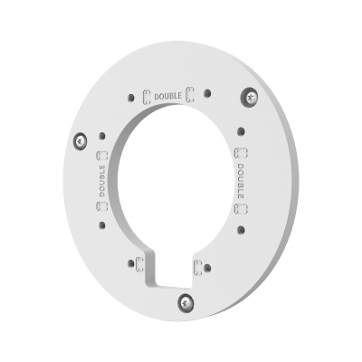 Adaptador de Montaje SBD-137WMA para Cámaras Hanwha Vision / Aluminio Blanco RAL 9003 / Diámetro Ø137.5 mm / Compatible con SBP-137WMW / Tornillo TR20 / Certificaciones EAC RoHS KC CE FCC