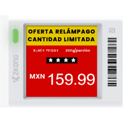 Etiqueta Electrónica de Estantería ESL 1.5" / Pantalla EPD Gráfica Matriz de Puntos 152x152 píxeles / 4 Colores (Negro Blanco Rojo Amarillo) / BLE 5.0 con Encriptación AES-128 / Autonomía 3 Años con 4 - Toer