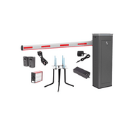 Kit COMPLETO Barrera Izquierda XBF Con Corona LED / Brazo Iluminado de 3M / Incluye Sensor de Masa, Transformador, Lazo Magnético, Ancla, Fotoceldas y 2 Controles Inalámbricos - Toer
