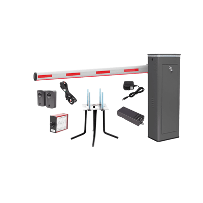 Kit COMPLETO Barrera Izquierda XBF Con Corona LED / Brazo Iluminado de 3M / Incluye Sensor de Masa, Transformador, Lazo Magnético, Ancla, Fotoceldas y 2 Controles Inalámbricos - Toer