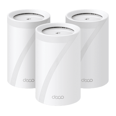 KIT 3 Routers Inalámbrico MESH Interior para Hogar / Triple Banda Wi-Fi 7 BE9300 Mbps / 2 Puerto 2.5 Gigabit WAN/LAN / 4 Antenas Internas / Operación Multi-Link MLO / Administración Mediante la App Deco (iOS, Android) / HomeShield - Toer