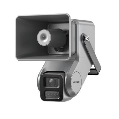 Cámara IP 4 Megapixel + Bocina IP Integrada / Lente Motorizado 2.8 a 12 mm / 7 Watts de Potencia / Exterior IP67 / PoE / Metal / Dual Light  / Hik-Connect / Ideal para Almacenes o Bodegas y Zonas Ahisladas