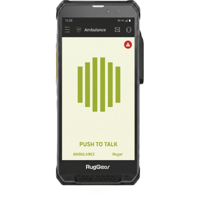 Kit Radio PoC LTE RugGear RG880i + Licencia TASSTA T.FLEX Smart 12 meses / Pantalla HD+ 5.5" (14 cm) 500 nits / Snapdragon 680 MCPTT / IP68 y MIL-STD-810H / Altavoz 103 dB / Android 14