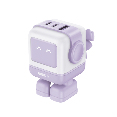 Cargador RobotGaN de 65W Serie UNO | 3 Puertos de Carga Rápida | 2 USB-C | 1 USB-A | PD 3.0 | QC 4.0 | Carga Inteligente | Tecnología GaN II | Zapato Magnético Extraíble | Carcasa Ignifuga | Pantalla LED. - Toer