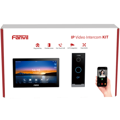 Kit Videoportero IP Fanvil VIK-01, Estación Interior SIP i504W + Frente de Calle i60, Llamadas HD, Desbloqueo Remoto, App Fanvil Link, Wi-Fi 2.4G/5G, PoE - Toer