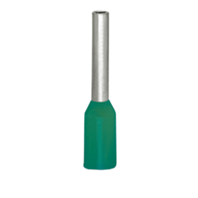 Manguito Terminal / Sección 0.34 mm² (22 AWG) / Longitud Total 10 mm (0.39 in) / Camisa Plástica Estándar / Cincado Galvanizado / Turquesa Claro / Paquete 1000 UDS