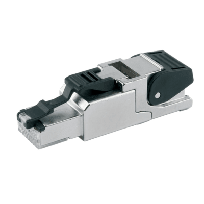 Conector Ethernet RJ-45 / Categoría 6A / Axial / Código T568A / AWG 22 / 10 Gbps / IP20 / -40°C a +85°C