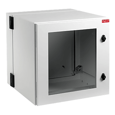 Gabinete Rack ProTek de 8 UR de 600x434x380 mm (23.6x17.1x15 in) / Acero Gris RAL 7035 / Doble Bisagra / Ventana / IP66 IP55 IK10