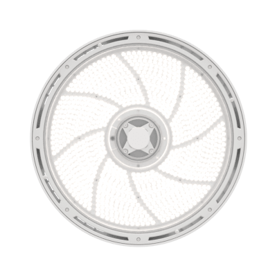 Luminaria LED High Bay Redonda REBL / 24,000-30,000 Lúmenes / Óptica Micro-Prisma Patentada / UGR Ultra Bajo / IK10 IP66 NEMA 4X / Temperatura 3500K-4000K-5000K Switchable / UVOLT 120-347V / Color Blanco.
