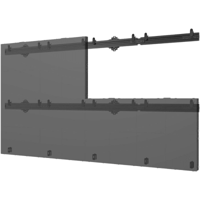 Sistema de Montaje Universal SEAMLESS Connect para dvLED / Ajuste en Eje Z 1.6" (40 mm) / Adaptación a Paredes Irregulares / Micro-ajuste de Altura 0.2" (6 mm) / Compatibilidad con Pantallas dvLED de Enganche / Orientación Landscap