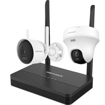 Kit IP Inalámbrico 4 Megapixel / NVS 4 Canales / 1 Cámara Bala Exterior + 1 Cámara Turret Interior con Lente 2.8 mm y Dual Light / Audio Bidireccional (Micrófono y Bocina) / Soporta Micro SD de 512 GB