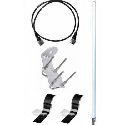 Antena LoRa Exterior Omnidireccional / 5dBi / Frecuencia 860-930 MHz / IP67 / Resistencia al Viento 200 km/h / Kit de Montaje en Poste / Cable Coaxial 1 metro - Toer