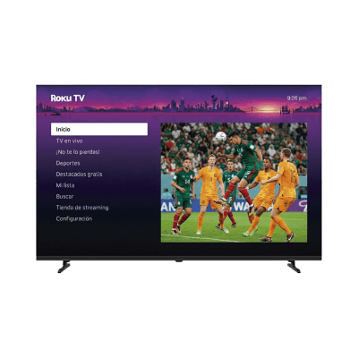 Televisor Smart Sistema ROKU TV 98 pulgadas Q-LED / 4K Ultra HD 3840×2160 / Dimensiones: 2.19m largo x 1.25m de alto  / Procesador Cortex-A55 / ATSC-PAL-NTSC / Audio 12W+12W / 3 HDMI