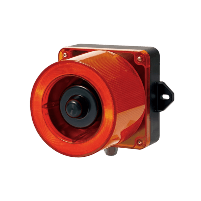 Combinacion de baliza LED color Rojo y sirena electrónica de 31 tonos resistente a la intemperie de volumen máx. 123 dB a 110-220 VCA