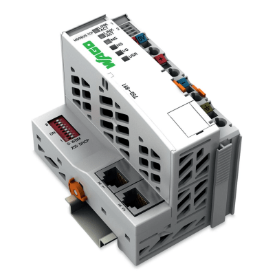 Controlador PLC Modbus TCP / 4ª Generación / 2 x Ethernet 10/100 Mbps / CPU 32 bits / 4 MB Memoria Programa + 4 MB Datos / CEI 61131-3 / Switch Integrado / IP20 / 24 VCC