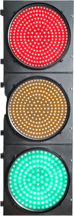 Semáforo LED Full Ball, 300 mm, PC+ABS, IP53, 149 LEDs Rojo/Amarillo, 97 LEDs Verde, 400 m Visibilidad, 100.000 Horas Vida Útil