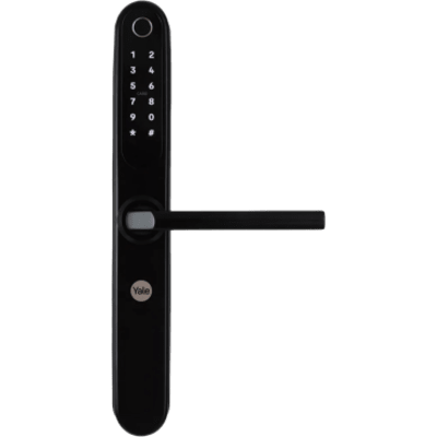 Cerradura Eléctrica Digital Yale YSD100 / Mecanismo 2885 Negro / HUB Yale Connect / 100 Códigos y Huellas / 3 Tarjetas Proximidad / Compatible Alexa y Google / Para Perfiles Aluminio 1"