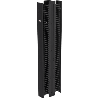Gestor Vertical de Cableado CableTek-EC / Doble Cara / 45U / Acero 1.9 mm / 6 in Ancho / 9 in Profundidad / Negro RAL 9005 / Montaje Universal 2 y 4 Postes / Postes y Compuertas Incluidos / Cubierta Frontal Central