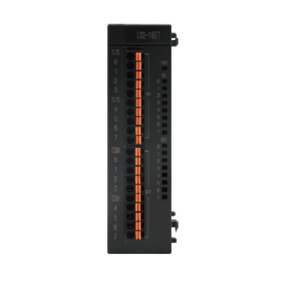 Módulo de Expansión Híbrido / 8 Entradas Digitales + 8 Salidas Transistor NPN / Alta Velocidad < 0.2 ms / Push-type / Riel DIN / Perfil Slim 25 mm (0.98 in)