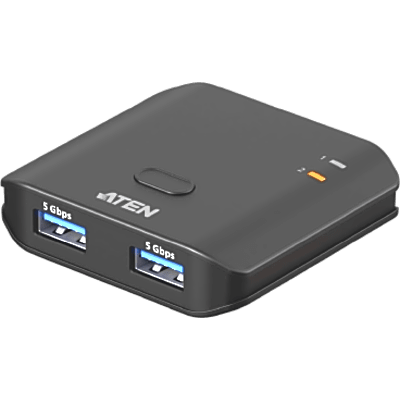 Switch USB 3.2 Gen 1 | 2 Puertos USB Tipo-A | 2 Computadoras | 5 Gbps | InstaSync | Botón Físico | Diseño Compacto | Plug-and-Play
