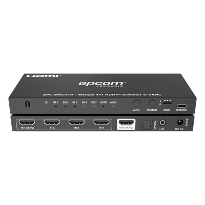 Switch HDMI 4x1 | 8K@60Hz 4:2:0 | 48 Gbps | ARC/eARC | Extracción de Audio | Gestión EDID | Control CEC