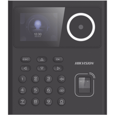 Terminal Facial Min Moe Administrable por Smartphone o Nube /  Acceso y Asistencia / Lector PROX EM y Huellas/  500 rostros / 1000 Huellas / Detección de Cubrebocas / HikConnect / Reconocimiento a 1.5 mts de distancia / HIK-IA