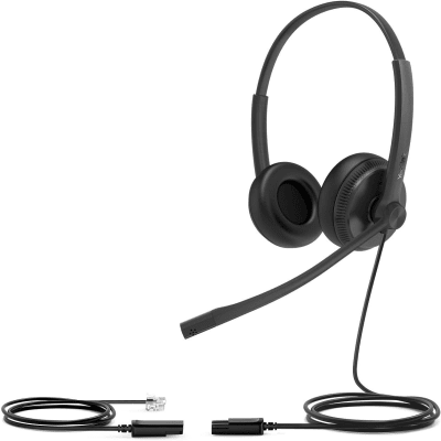 Diadema Alámbrica YHS34 Dual de Yealink QD a RJ9 con Almohadillas de Cuero - Toer