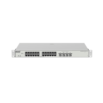 Switch Administrable Capa 3 con 24 puertos Gigabit PoE 802.3af/at + 4 SFP+ para fibra 10Gb, gestión gratuita desde la nube, 370w - Toer