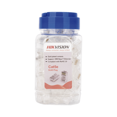 Bote con 100 Piezas de Plug Modular RJ45 / Cat 5e / Chapado en Oro a 15 Micras / Sin Blindaje / Facil Instalación / Uso Interior / Soporta Norma TIA-568B / Cumple con RoHS 2.0 - Toer