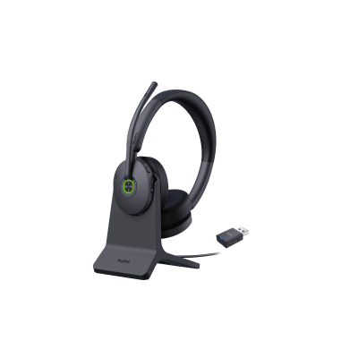 Diadema Inalámbrica WH68 Híbrida de Yealink DECT + Bluetooth 5.3 y Cancelación Activa de Ruido Híbrida con Soporte para Hasta 48 Horas de Música