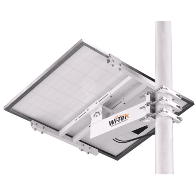 Soporte Montaje para Panel Solar WI-BRKP133 para Postes / Estructura Galvanizada SGCC 2 mm / Ajuste Ángulo 0-75° / Compatible Postes Redondos 76-133 mm y Cuadrados 50-130 mm / Paneles hasta 900 mm Ancho y 35 mm Grosor / Resistente Corrosi&oacut