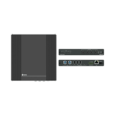 Switcher USB 3.2 | 2 Hosts USB-C con PD 3.0 | 2 Hosts USB-B | 4 Puertos USB Periféricos | Conmutación Automática | Control IP y RS-232 | PoE | Alimentación 20V DC 80W | MegaTOOLS™ Fan-less