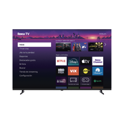 SmartTV QLED 4K UHD 58 Pulgadas / Resolución 3840 × 2160 / Tecnología QLED / 1GB DDR4 RAM / 512MB ROM / 3 Puertos HDMI / WiFi 2T2R / ROKU / Audio 8W+8W / VESA 200×200 mm