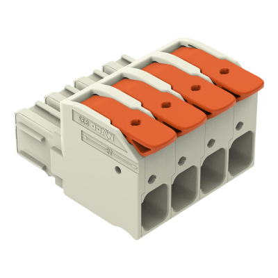 Conector Hembra / 1 Conductor / Palanca / Push-in CAGE CLAMP® / 16 mm² / Paso 10.16 mm (0.4 in) / 4 Polos / 1000 V / 76 A / Contactos Plateados / Protección 100% contra Error al Conectar / Gris Claro