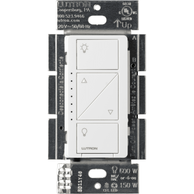 (Caseta Wireless) Atenuador de pared. Aumenta/Disminuye Intensidad de Iluminación.  No requiere cable neutro. 150W LED / 600W INC/HAL - Toer