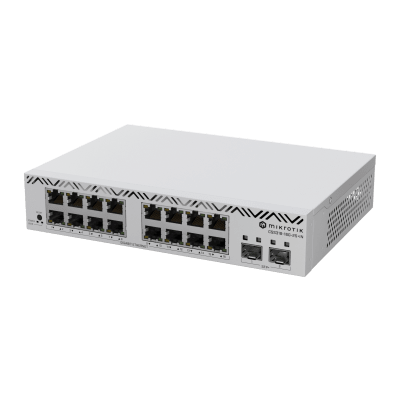 Switch MikroTik con 16 Puertos Gigabit Ethernet / 2 Puertos SFP+ 10G / Filtrado MAC y VLANs / SwOS Configuración Web - Toer